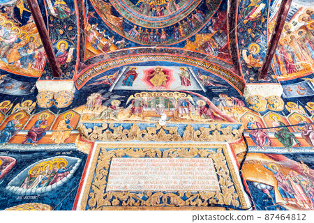 Fresco of Cozia Monastery, medieval Romania Fresco of Cozia Monastery, medieval Romania 87464812