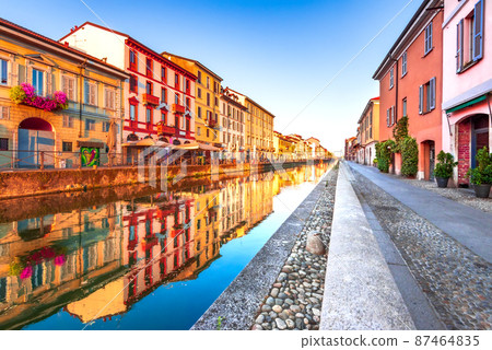 Milan, Italy - Naviglio Grande landmark of Milano, Lombardy. Milan, Italy - Naviglio Grande landmark of Milano, Lombardy. 87464835