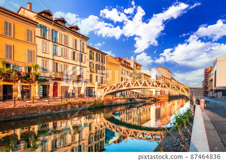 Milan, Italy - Naviglio Grande landmark of Milano, Lombardy. Milan, Italy - Naviglio Grande landmark of Milano, Lombardy. 87464836