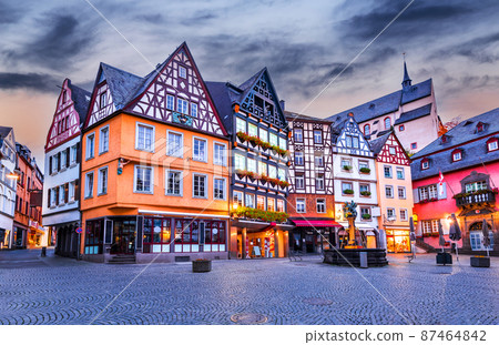 Cochem, Germany - Medieval Moselle River landmark. 87464842