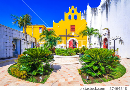 Campeche, Mexico - The cathedral of San Francisco de Campeche, Yucatan. Campeche, Mexico - The cathedral of San Francisco de Campeche, Yucatan. 87464848