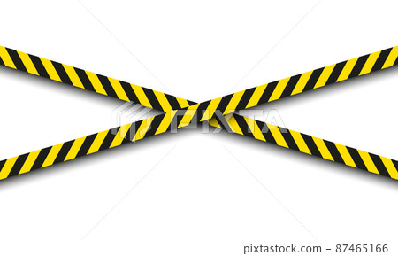 Yellow and black danger cross lines ribbons. 87465166