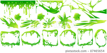 Liquid green slime splashes, border and frames 87465654
