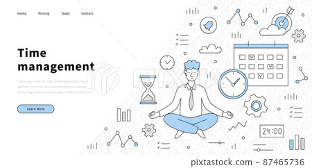 Time management banner with man in yoga pose 87465736