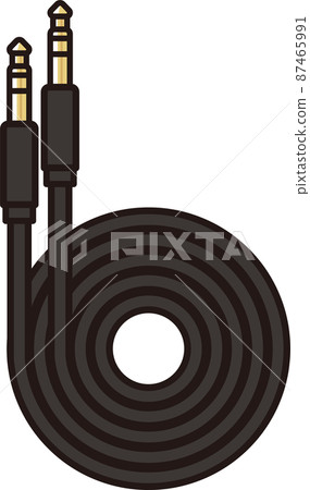 Illustration of audio cable with golden terminal 87465991