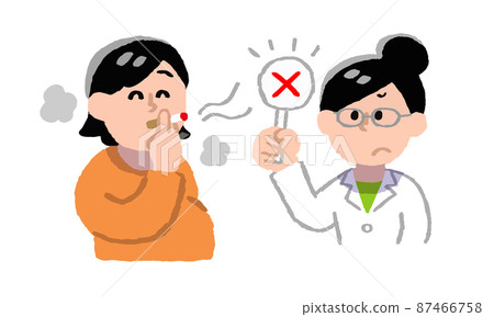 Pregnant women who smoke cigarettes and female doctors of obstetrics and gynecology who give NG (hand-painted color) 87466758