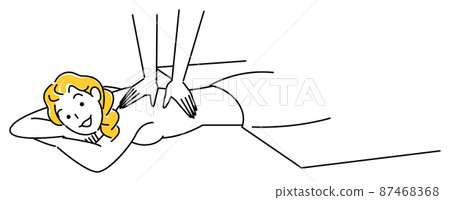 臉朝下躺著接受按摩的可愛女人 簡單圖解矢量 臉朝下躺著接受按摩的可愛女人 簡單圖解矢量 87468368