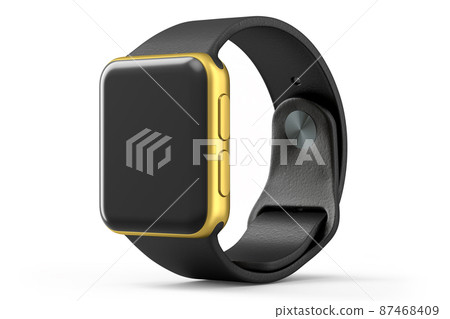 Stainless gold smart watch or fitness tracker isolated on white background. 87468409