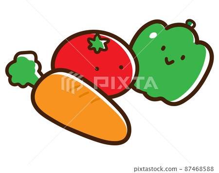 Cute handwritten character illustration of green and yellow vegetables Cute handwritten character illustration of green and yellow vegetables 87468588