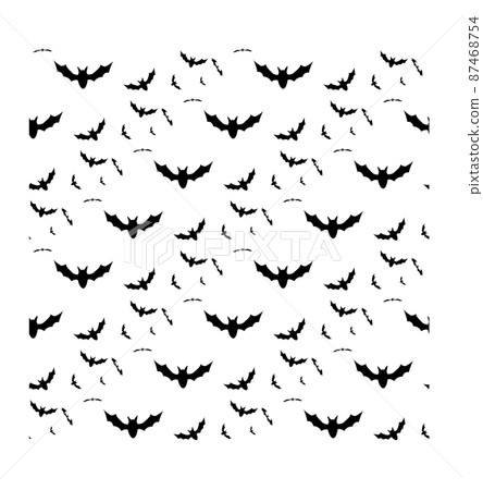 Seamless background with flying bats. Traditional Halloween symbols. Seamless halloween background with black bats. Flat style on a white background. Vector 87468754
