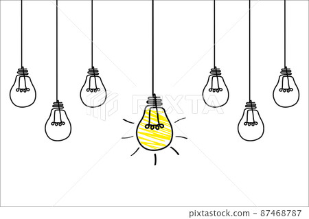 Good idea. Banner light bulb idea concept, creative concept light bulb drawn for stock. Flat style. Vector Good idea. Banner light bulb idea concept, creative concept light bulb drawn for stock. Flat style. Vector 87468787