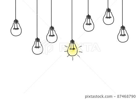 Good idea. Banner light bulb idea concept, creative concept light bulb drawn for stock. Flat style. Vector Good idea. Banner light bulb idea concept, creative concept light bulb drawn for stock. Flat style. Vector 87468790