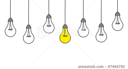 Good idea. Banner light bulb idea concept, creative concept light bulb drawn for stock. Flat style. Vector Good idea. Banner light bulb idea concept, creative concept light bulb drawn for stock. Flat style. Vector 87468792