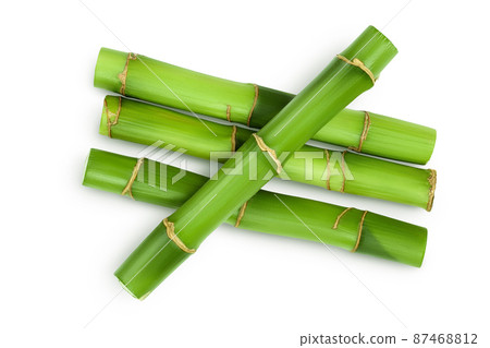 Green bamboo isolated on white background with clipping path and full depth of field. Top view. Flat lay 87468812