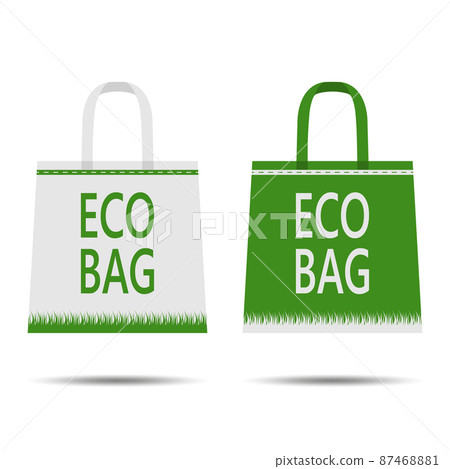 Eco bag. Isolated on white background. Caring for the environment. Flat style. Eco package design. Vector 87468881