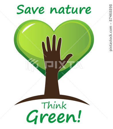 Think green. Dispose of, save the earth or stop the concept of global warming represented by the green sign. Isolated on white. Vector Think green. Dispose of, save the earth or stop the concept of global warming represented by the green sign. Isolated on white. Vector 87468898