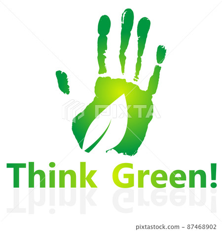 Think green. Dispose of, save the earth or stop the concept of global warming represented by the green sign. Isolated on white. Vector Think green. Dispose of, save the earth or stop the concept of global warming represented by the green sign. Isolated on white. Vector 87468902