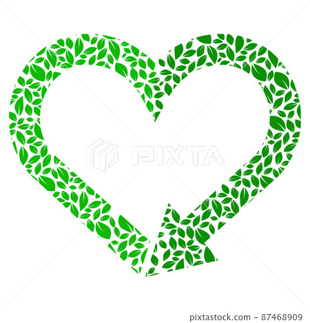 Recycling symbol in heart shape, reload sign, love earth color icon. Recycle heart flat isolated icon for web. Flat style. Vector Recycling symbol in heart shape, reload sign, love earth color icon. Recycle heart flat isolated icon for web. Flat style. Vector 87468909