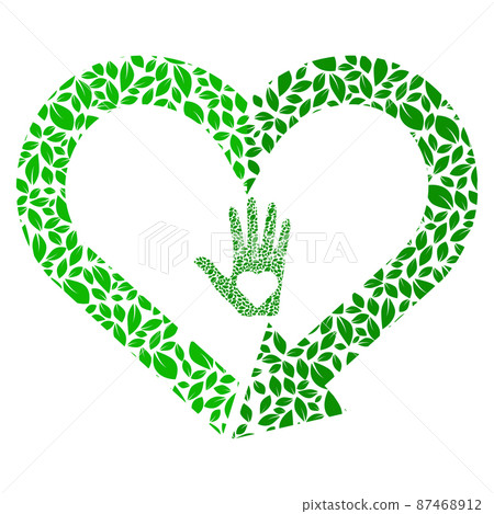 Recycling symbol in heart shape, reload sign, love earth color icon. Recycle heart flat isolated icon for web. Flat style. Vector 87468912