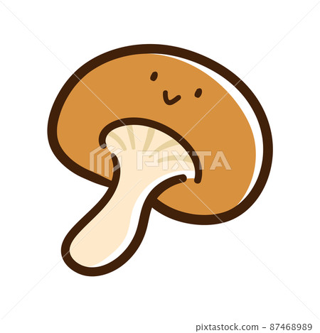 可愛香菇字符的手寫風格插圖 87468989
