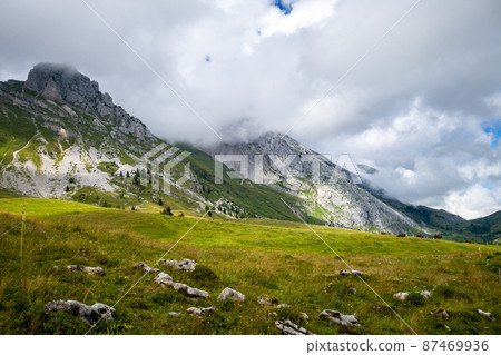 Mountain landscape in The Grand-Bornand, France 87469936