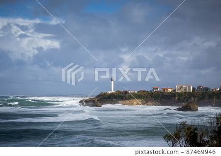 Seaside and beach of the city of Biarritz Seaside and beach of the city of Biarritz 87469946