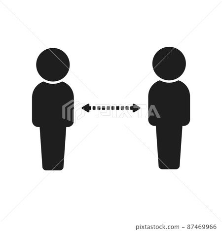 分離的兩個人的圖標象形圖-社會距離和感染預防的圖像材料 87469966
