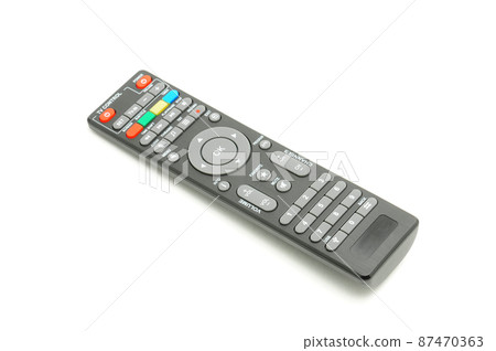 Remote control for digital TV tuners, music players, and disk drives on a white background 87470363