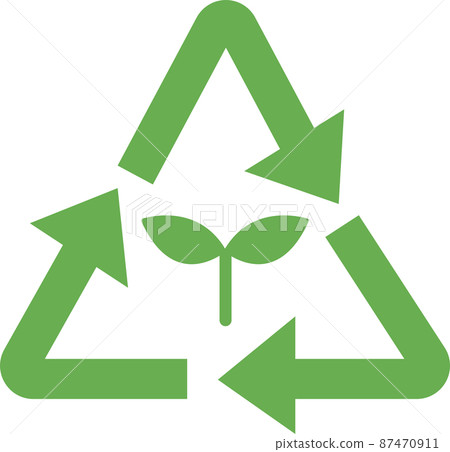 Simple illustration of recycle symbol and Futaba Simple illustration of recycle symbol and Futaba 87470911