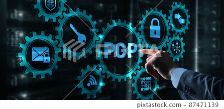 PGP. Pretty Good Privacy. Encryption and Security concept 87471139