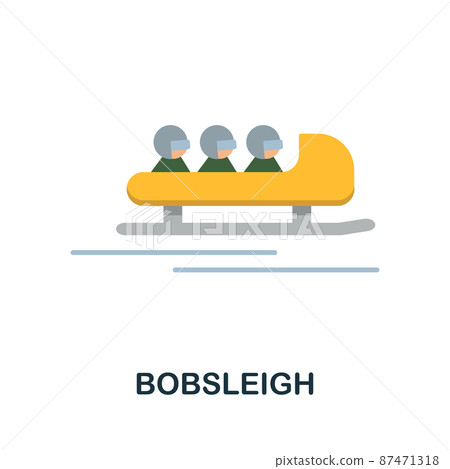 Bobsleigh flat icon. Colored element sign from winter sport collection. Flat Bobsleigh icon sign for web design, infographics and more. 87471318