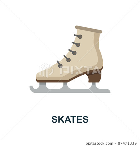 Skates flat icon. Colored element sign from winter sport collection. Flat Skates icon sign for web design, infographics and more. 87471339