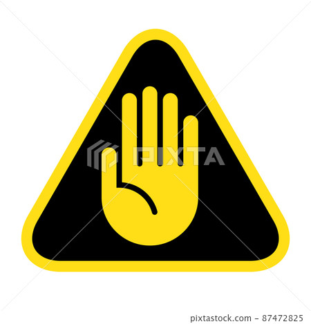 STOP. No entry hand sign. Attention icon. Hand symbol for prohibited activities 87472825
