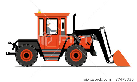 Wheel loader, bulldozer, side angle, illustration 87473336