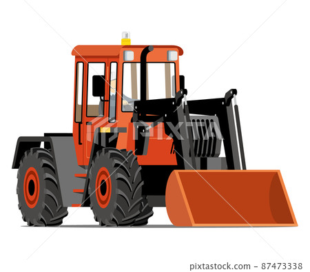 Wheel loader, bulldozer, front, illustration 87473338