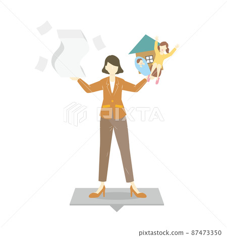A female office worker who strikes a good balance between work and family A female office worker who strikes a good balance between work and family 87473350
