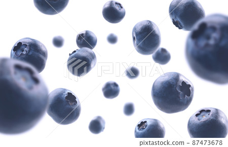 Ripe blueberries levitate on a white background 87473678
