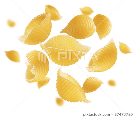 Italian pasta in the shape of a heart on a white background 87473780