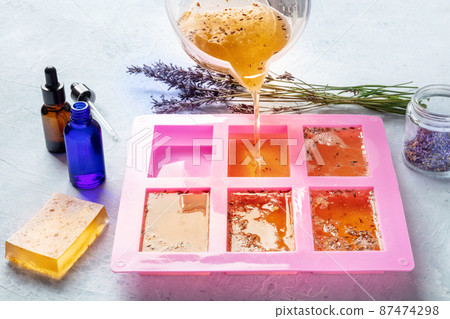 Organic handmade soapmaking. Diy cosmetic, the process of making 87474298