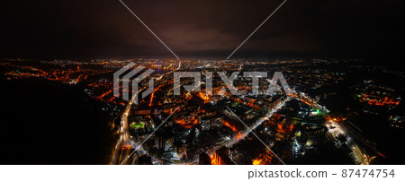 Night city, night city view from drone, nightlife landscapes in big cities. Night city, night city view from drone, nightlife landscapes in big cities. 87474754