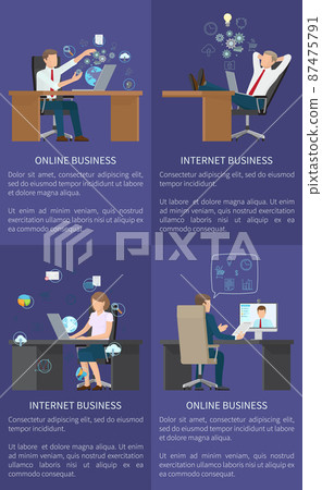 Online Business Banners Set Vector Illustration Online Business Banners Set Vector Illustration 87475791