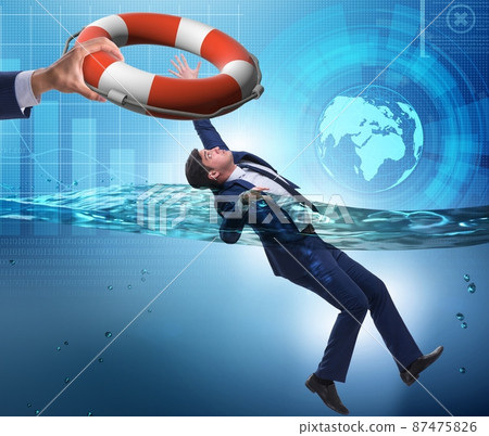 Businessman being saved from drowning 87475826