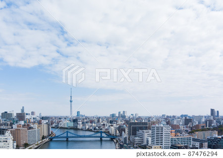 Aerial view of the Sumida River Aerial view of the Sumida River 87476294