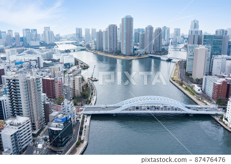 Aerial view of the Sumida River Aerial view of the Sumida River 87476476