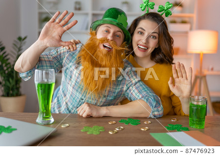 couple celebrating St. Patrick's Day 87476923