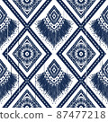 Navy Indigo Blue Diamond on White background. Geometric ethnic o 87477218