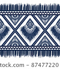 Navy Indigo Blue Diamond on White background. Geometric ethnic oriental pattern traditional Design for ,carpet,wallpaper,clothing,wrapping,Batik,fabric, illustration embroidery style 87477220