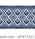 Navy Indigo Blue Diamond on White background. Geometric ethnic oriental pattern traditional Design for ,carpet,wallpaper,clothing,wrapping,Batik,fabric, illustration embroidery style 87477221