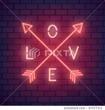 Neon valentine's day illustration - Stock Illustration [87477331] - PIXTA