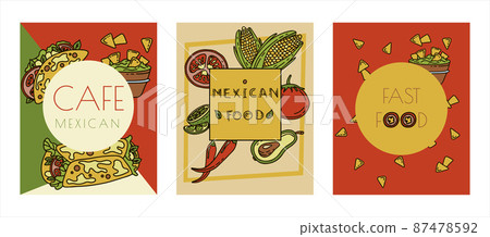 Mexican cuisine, vector doodle food banner. National spicy food, fast food, snacks. Sketch illustration for restaurant, menu, cafe. Fiesta mexicana Mexican cuisine, vector doodle food banner. National spicy food, fast food, snacks. Sketch illustration for restaurant, menu, cafe. Fiesta mexicana 87478592